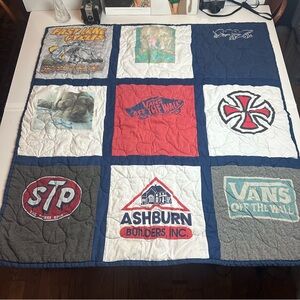 Skateboard Logo T-Shirt Quilt Throw| Vans · STP · Indie | 44x44 Boy Room Blanket